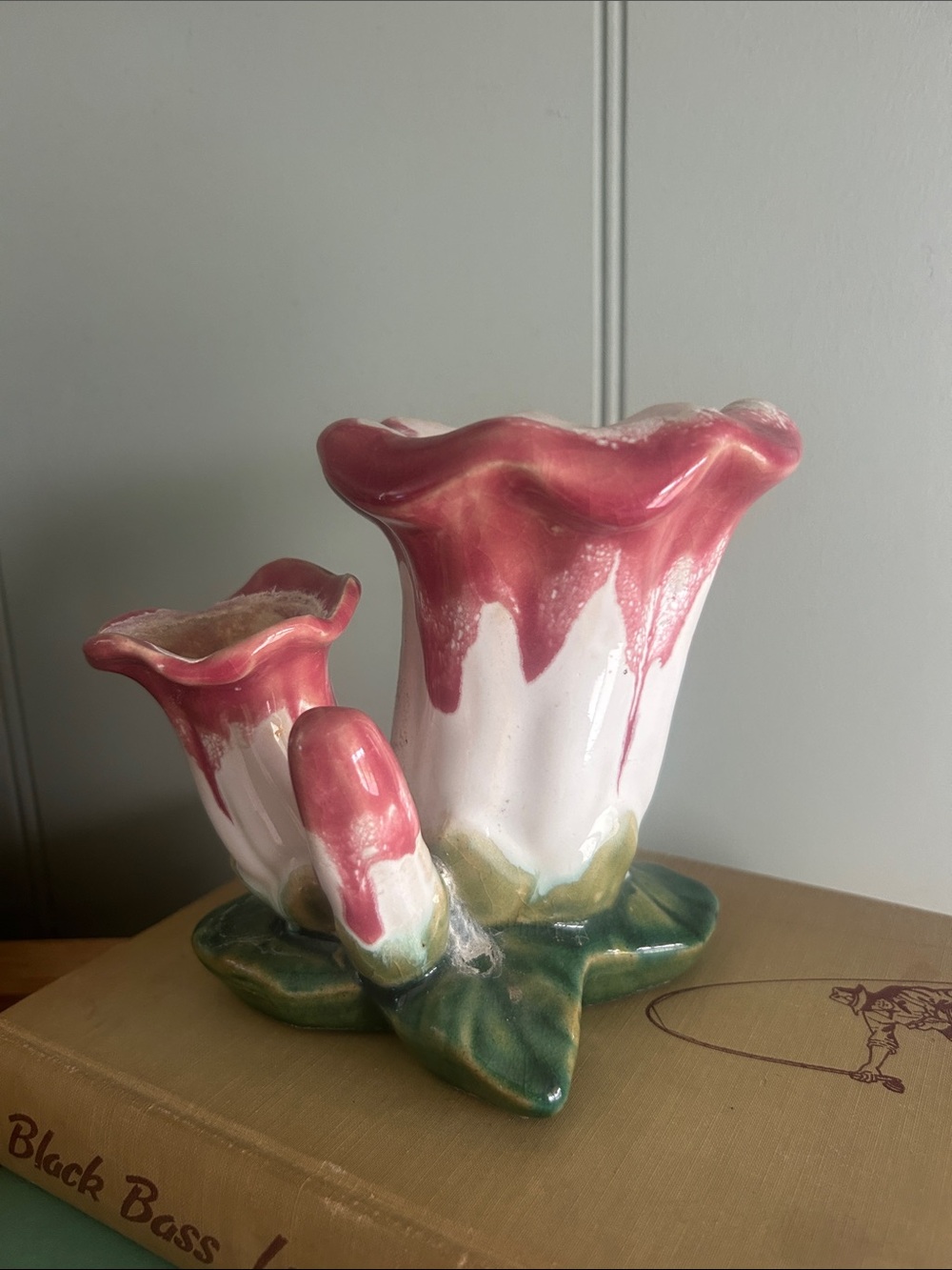 Vintage double tulip ceramic vase